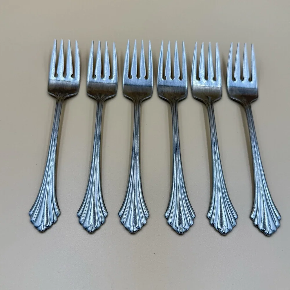 Lot of 6 Oneida Bancroft Stainless Forks Replacements Vintage Salad